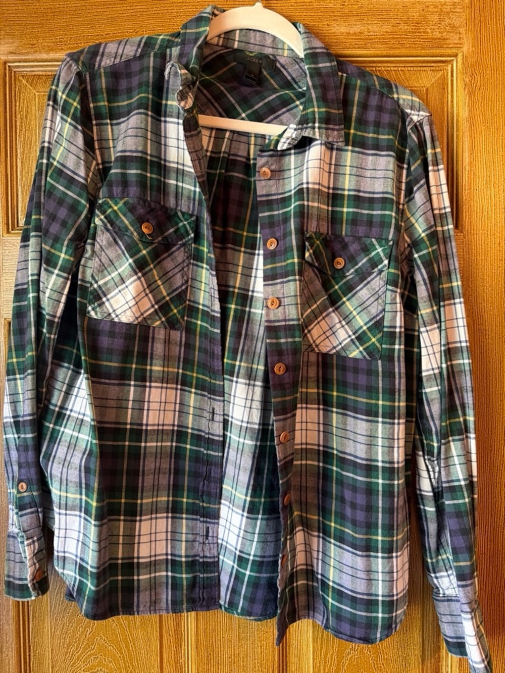 J. Crew Green and Navy Plaid Button-Down Shirt